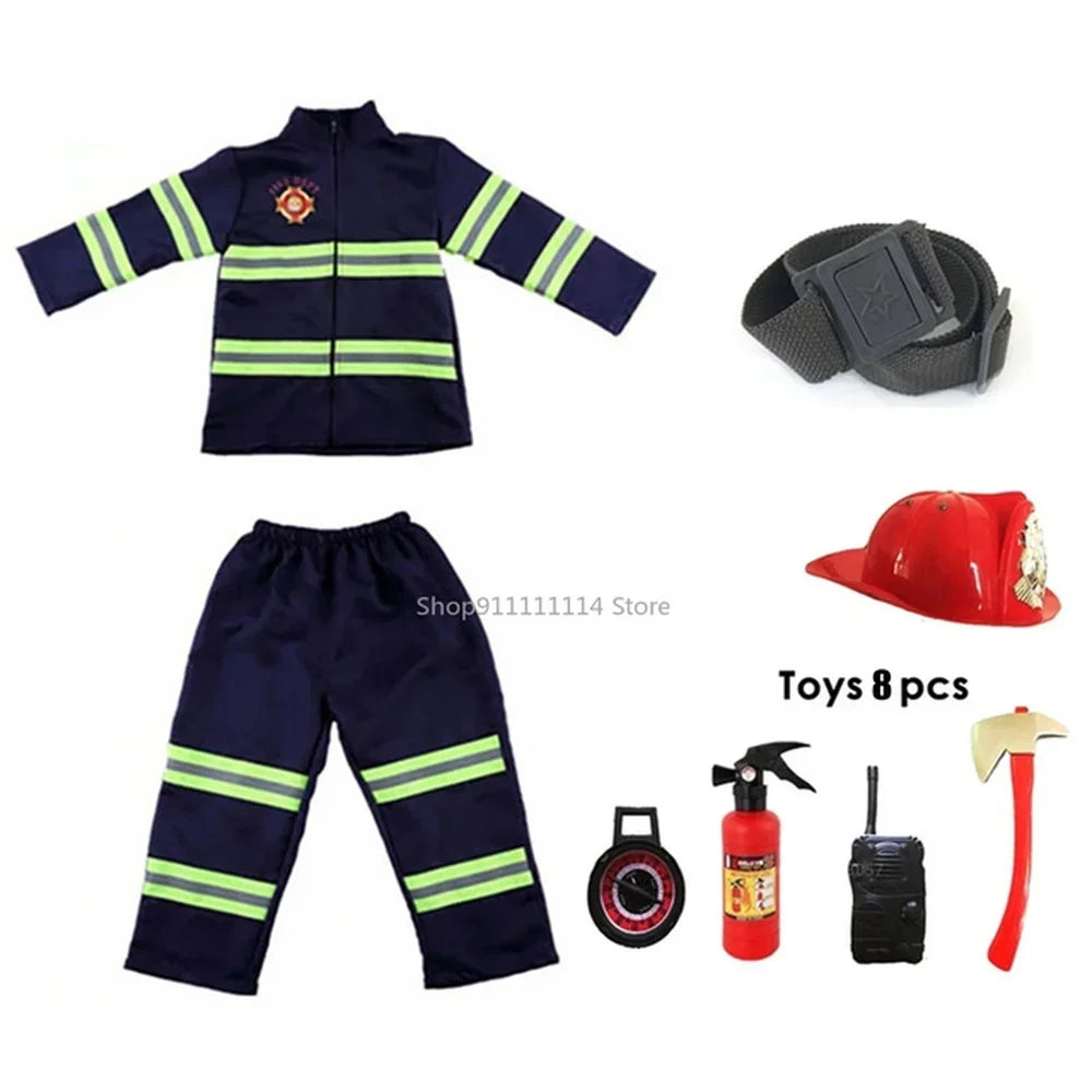 Kids Firefighter Uniform Costume for Halloween & Role Play