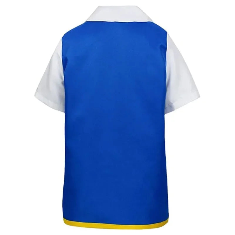 Blue Anime Trainer Cosplay Costume with Jacket, Cap & Gloves