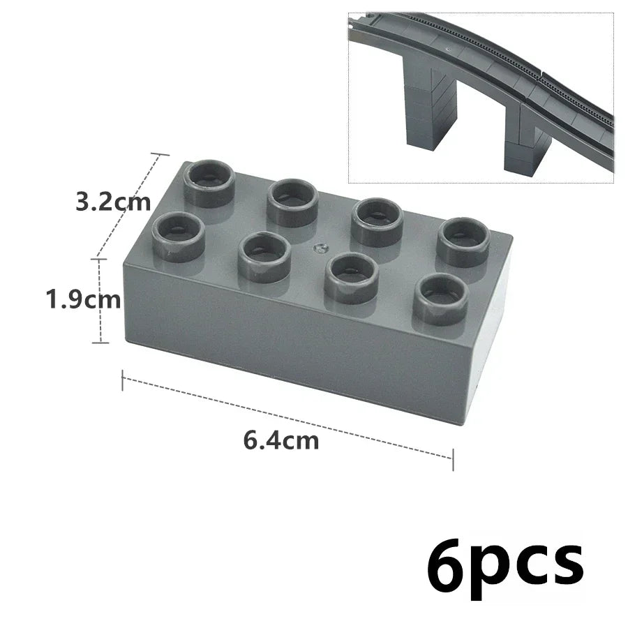 City View Large Building Bricks Wheel Bridge Big Size Track Bricks Train Straight Curved Switch Railway Compatible Duploes Toys