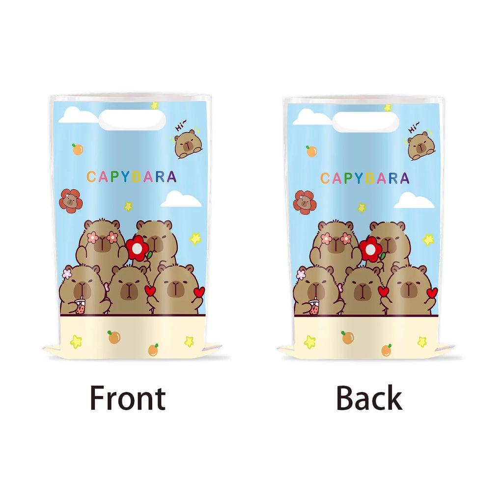 10pcs Animal Theme Cute Capybara Pattern Handbag Boys and Girls Birthday Party Candy Biscuit Present Bag Decor Supplies