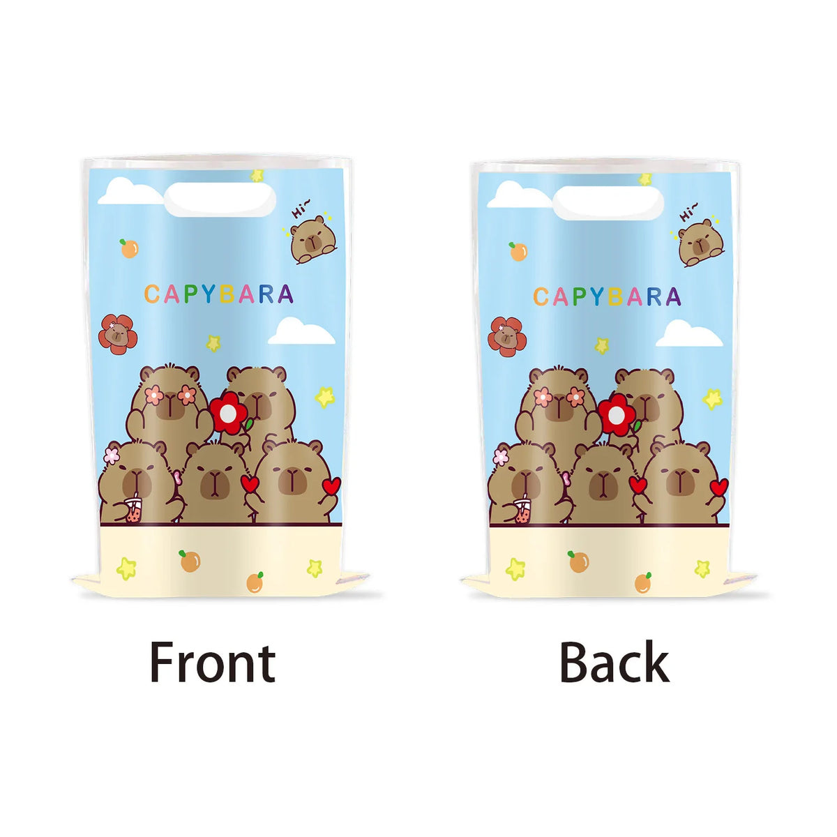 10pcs Animal Theme Cute Capybara Pattern Handbag Boys and Girls Birthday Party Candy Biscuit Present Bag Decor Supplies