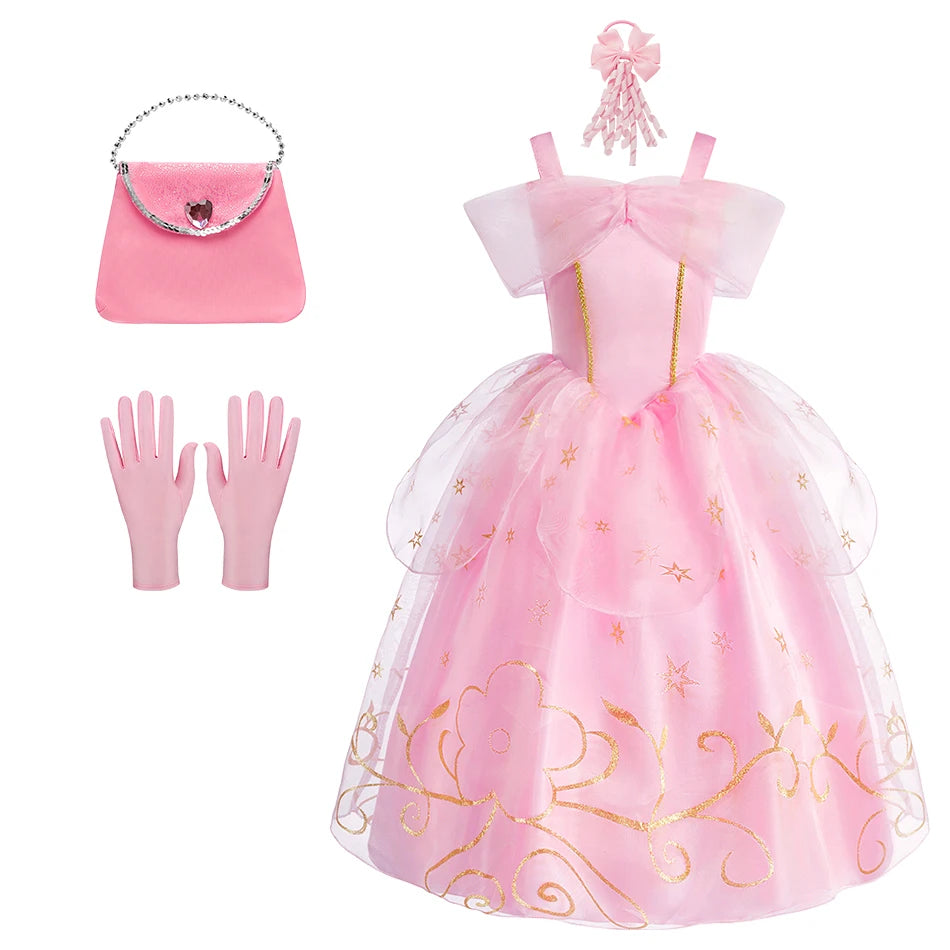 Baby Girl Pink Princess Party Dress Set for Halloween & Christmas