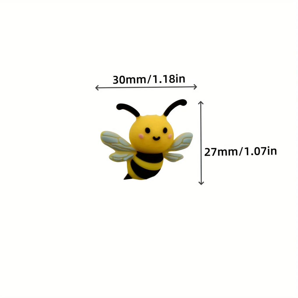 5Pcs Silicone Focal Theme 3D Bee Spacer Character Beads For Jewelry Making DIY Creative Special Beaded Pens Decors Keychain
