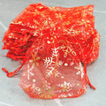 25/50/100pcs Hot Printing Organza Gift Bag For Jewelry Snowflake Drawstring Pouches For Wedding Christmas Party Candy Packing