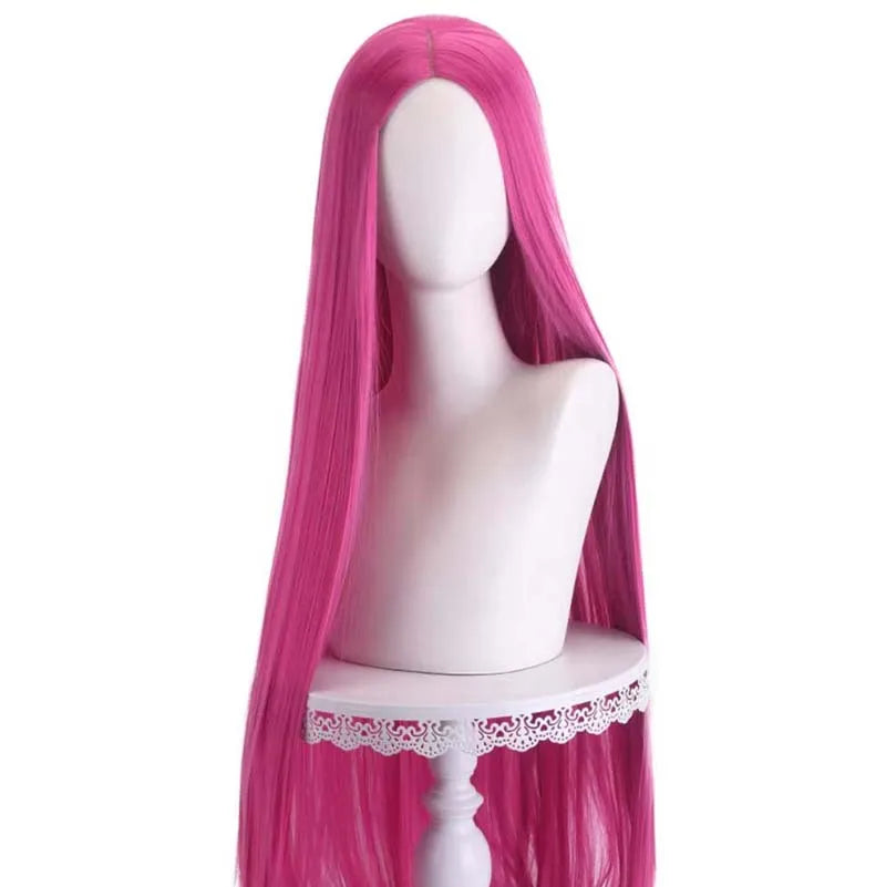 100cm Long Straight Pink Synthetic Wig for Cosplay
