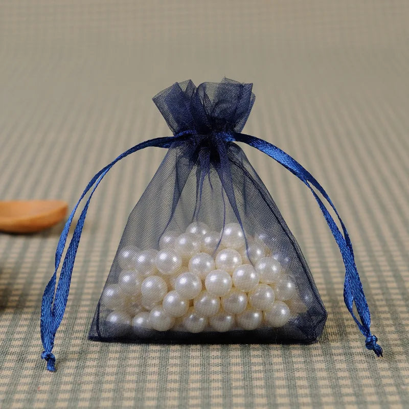 100PCS Drawable Organza Bags Supply Wedding Christmas Favor White Pouches Organza Gauze Sachet Gift Bags Drawstring