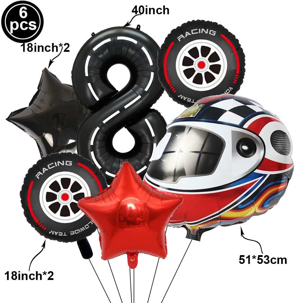 Motorcycle 2 3rd Birthday Party Decorations Motor Helmet Balloon Set Cake Toppers Banner Man Boys Motocross Sport Party Supplies