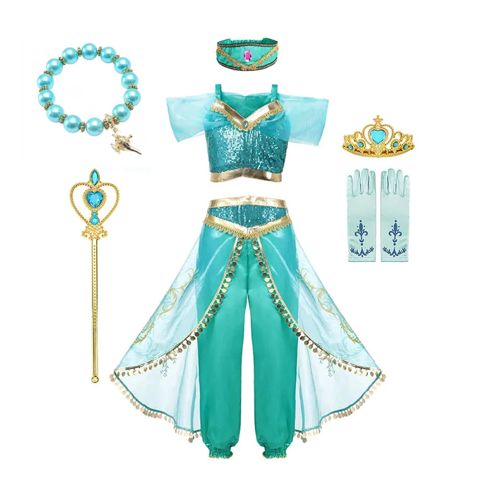 Girls Arabian Princess Costume, Top and Pants Set