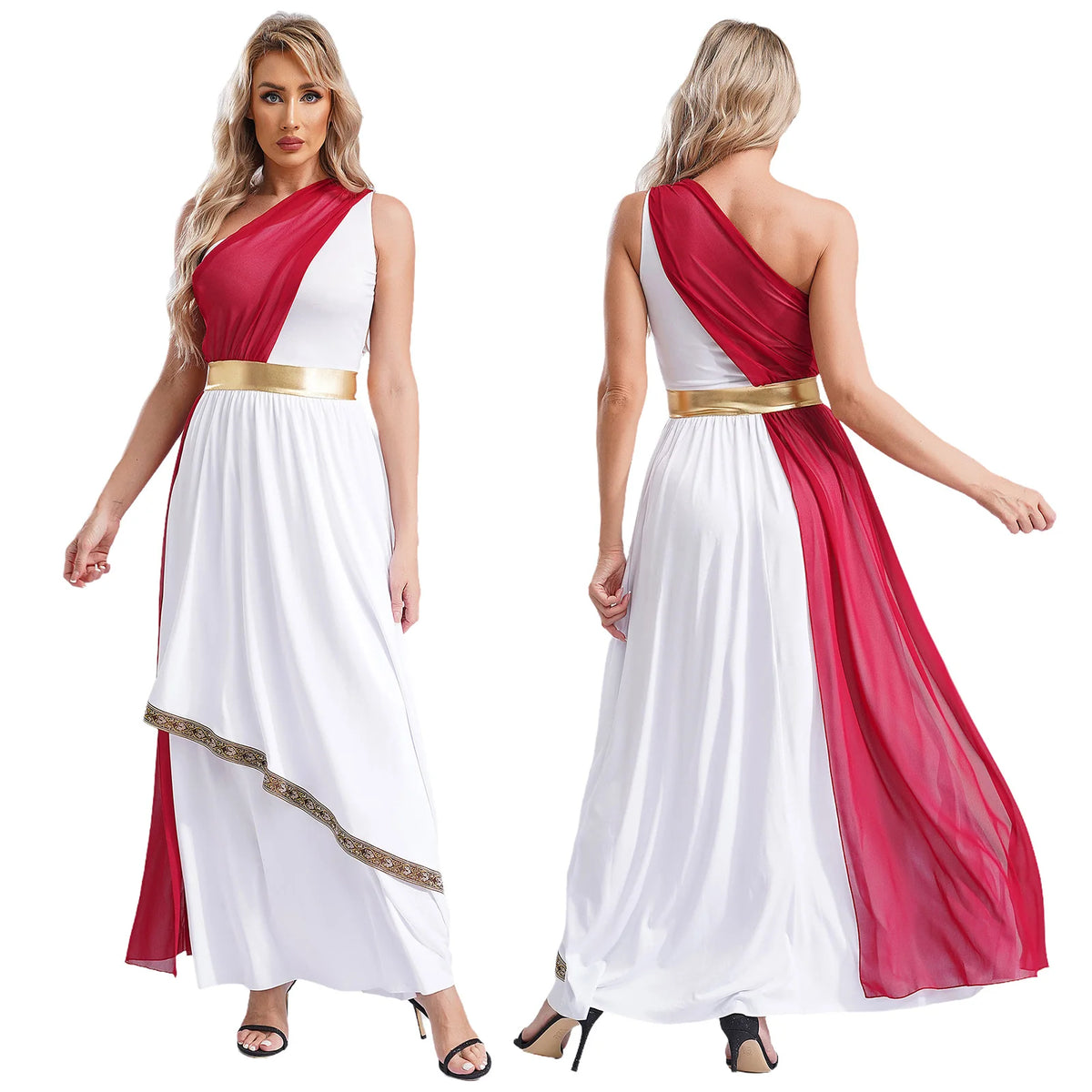 Women's Greek Goddess Toga Costume Dress with Tulle and Chiffon