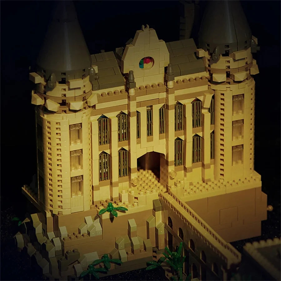 2025 DIY Creative Medieval Magic Movie Castle School   Micro Bricks Architecture Palace Model Birthday Christmas Halloween gifts