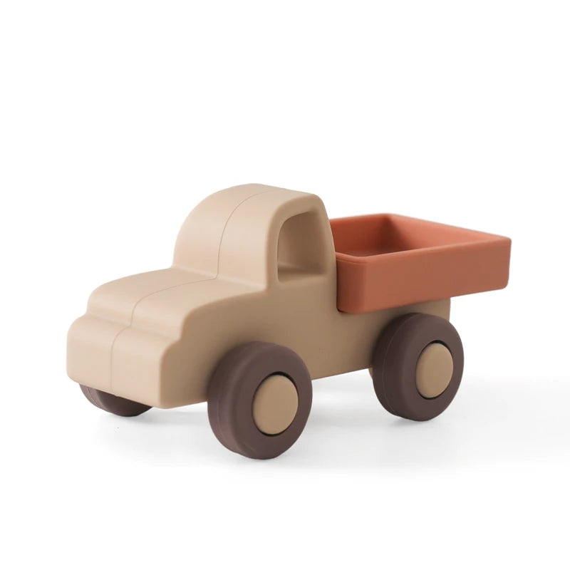 Montessori Baby Silicone Car Toys 0 12 Months Newborn Baby Things Silicone Baby Teether Toy Car  Educational Toy Silicone Blocks