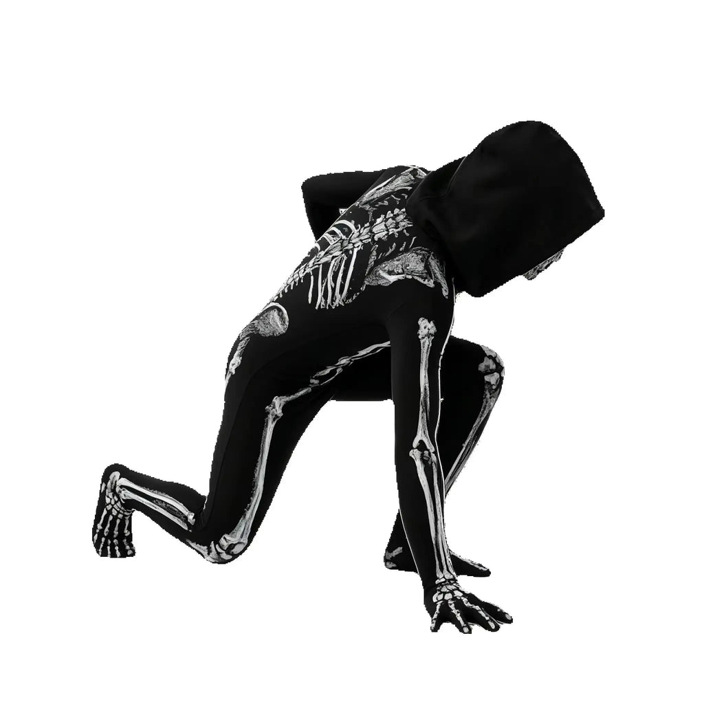Kids Grim Reaper Skeleton Hooded Jumpsuit Costume