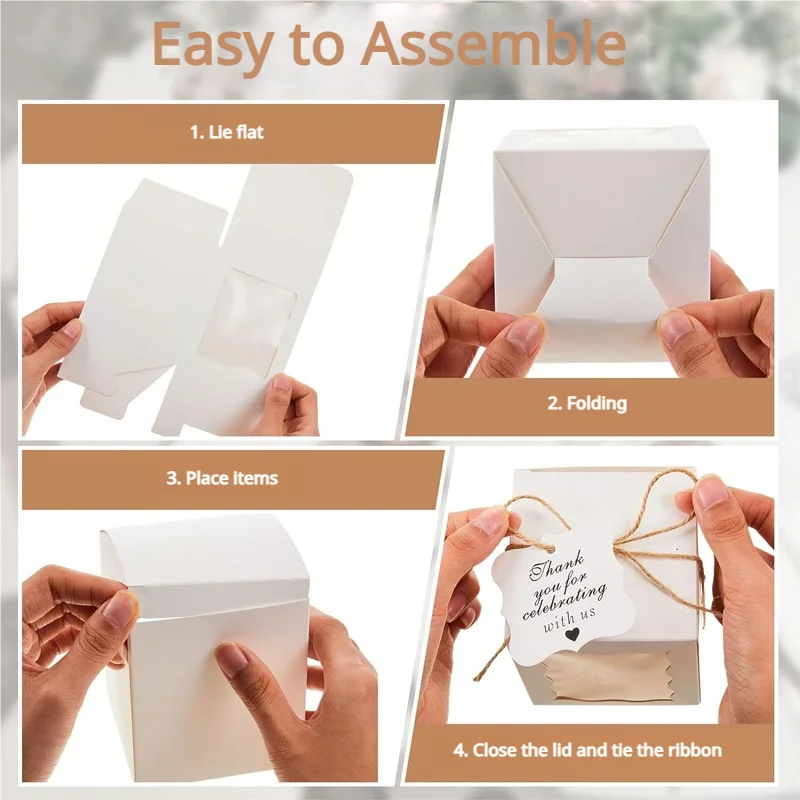 10pcs/set Candle Gift Boxes with Clear Window, Packaging Supplies with Tags and Twine for Wedding, Birthday, Party Favors, Jewel