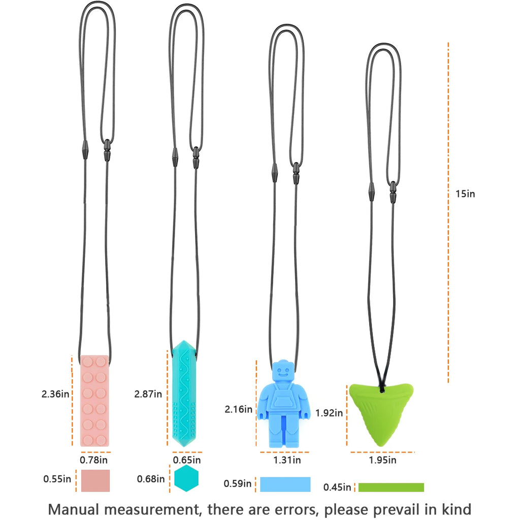 Clearance_Sensory Chew Necklaces(2 Pack) for Kids with Teething, ADHD, Autism, Biting Needs, Oral Motor Chewy Teether, Silicone