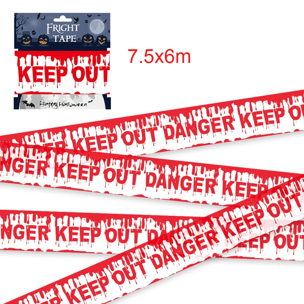 Halloween Party Decoration Warning Tape Scary Caution Tape Roll Hazard Warning Tape Indoor Outdoor Spooky DIY Prop Decorations