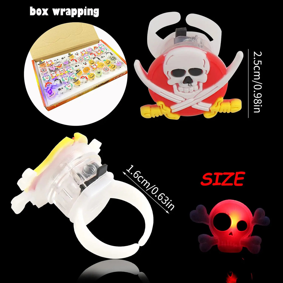 Halloween Light Up Rings for Kids,50 Pcs LED Flashing Ring Toys for Halloween Kids Party Favors Prizes and Goodie Bag Fillers