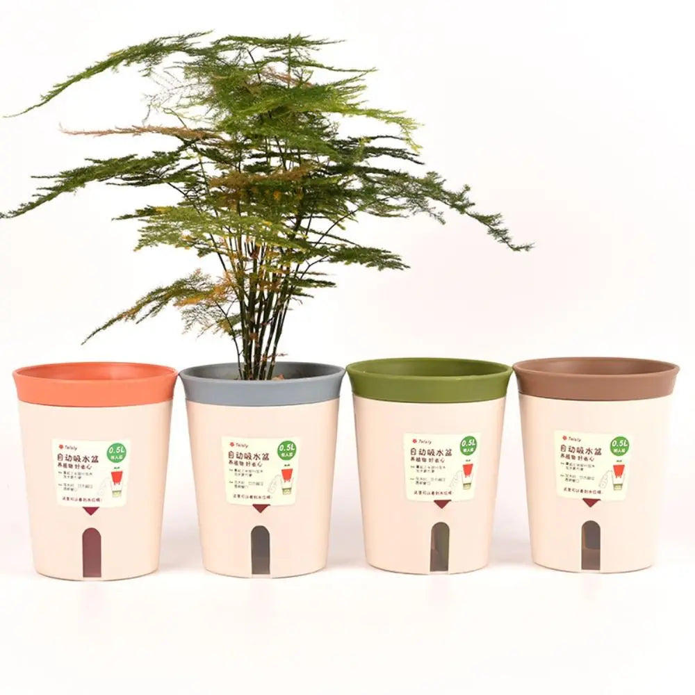 Self Watering Planter Lazy Hydroponic Flower Pot Plastic Office Decor Self-absorbent Flower Pot Desktop Decoration Living Room