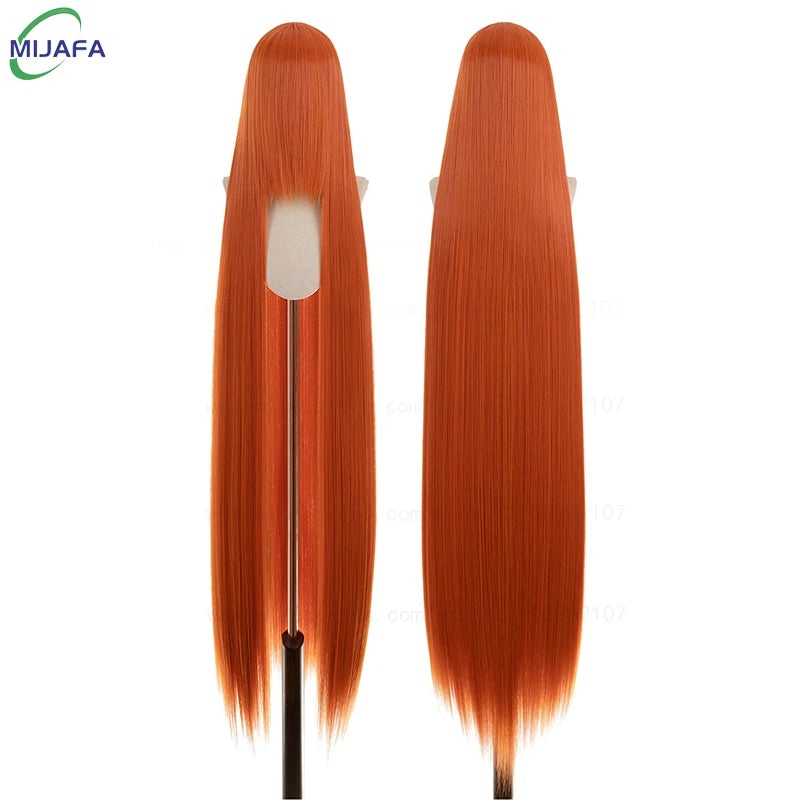 150cm Long Straight Cosplay Wig with Bangs Heat Resistant