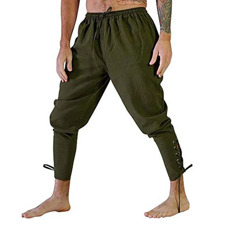 Medieval Pirate Renaissance Pants Lace-Up Costume Trousers