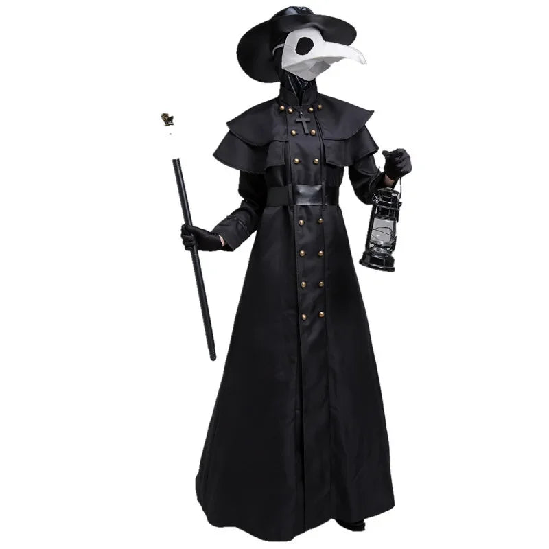 Men's Medieval Hooded Cloak Costume with Mask & Hat