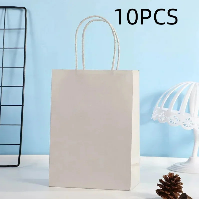 Candy Colorful Shopping Bags 10PCS Kraft Paper Gift Candy Bag Colored Hand-held Paper Bags Wedding Party Decoration Gift