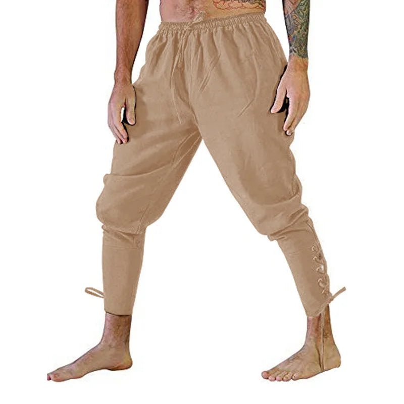 Medieval Pirate Renaissance Pants Lace-Up Costume Trousers