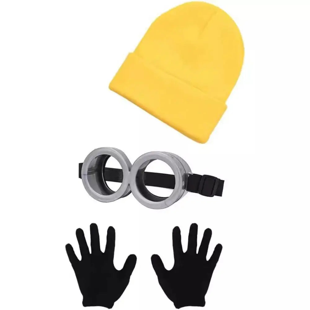 Yellow Beanie, Gloves & Steampunk Goggles Costume Set