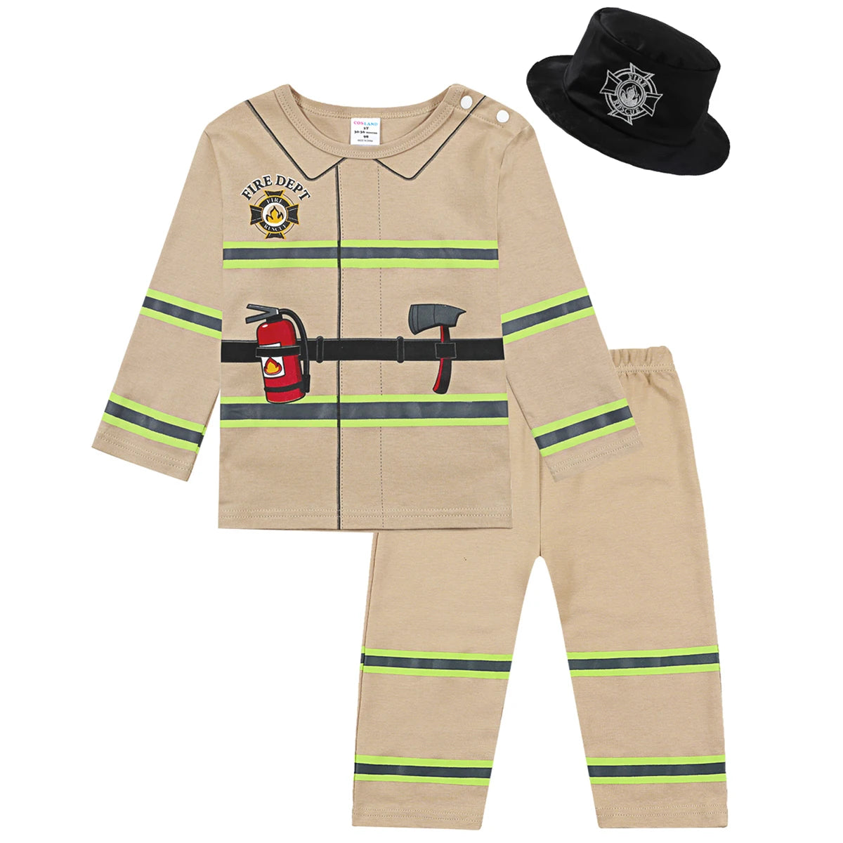 Boys Pilot Costumes Baby Firefighter Clothing Infant Police Cosplay Party Outfits Set Long Pants with Hat Halloween Costume