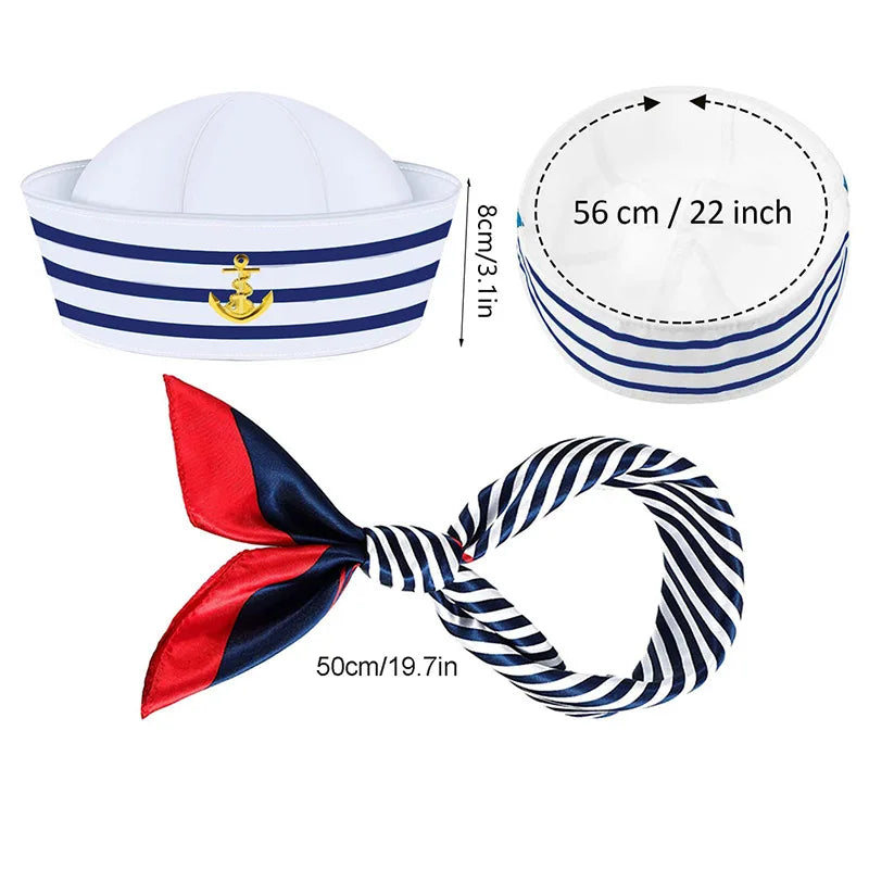 Yacht Captain Hat and Scarf Set for Men and Women