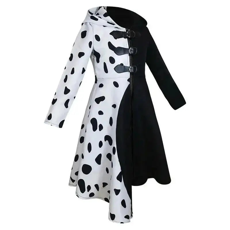 Girls Black & White Dalmatian Print Jumpsuit Costume