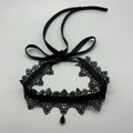 Gothic Lace Choker Necklace with Velvet Collar and Bow