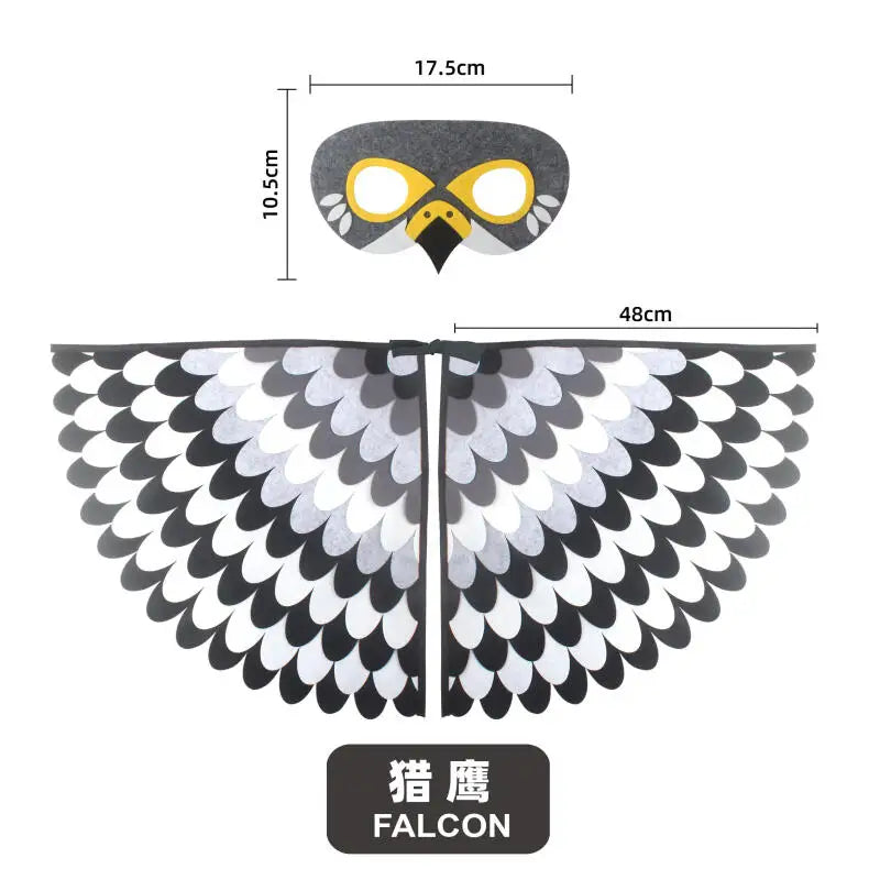 Bird Wings and Mask Costume Cape for Performances