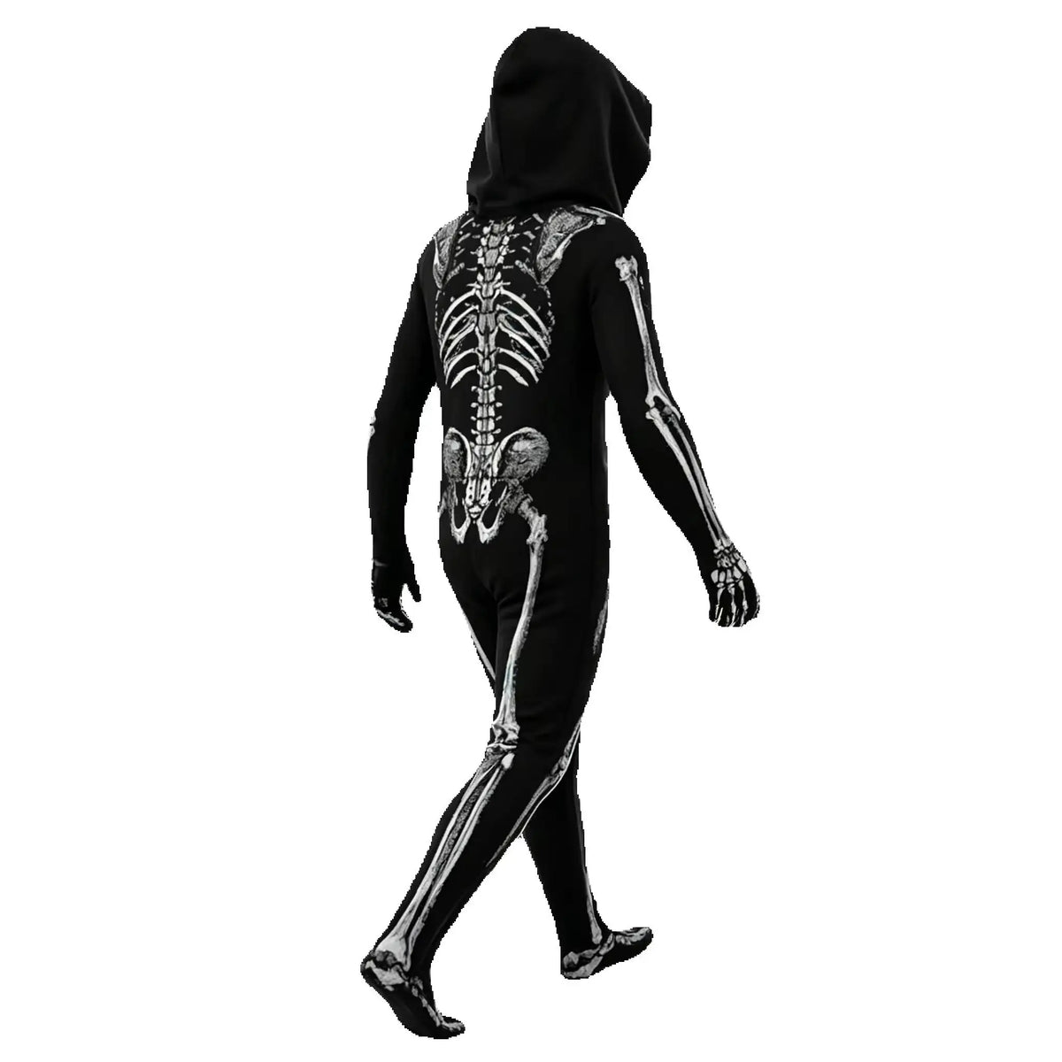Kids Grim Reaper Skeleton Hooded Jumpsuit Costume