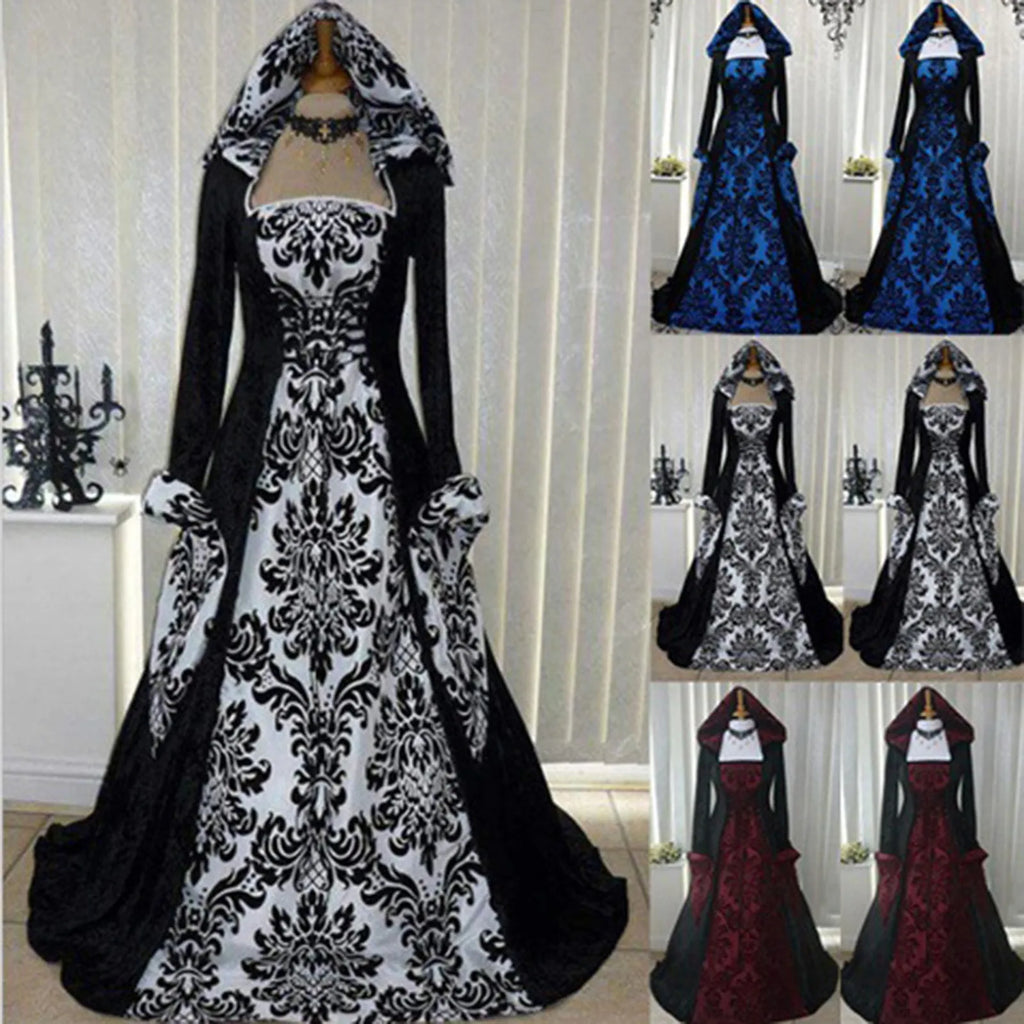 Plus Size Gothic Witch Medieval Dress Halloween Costume