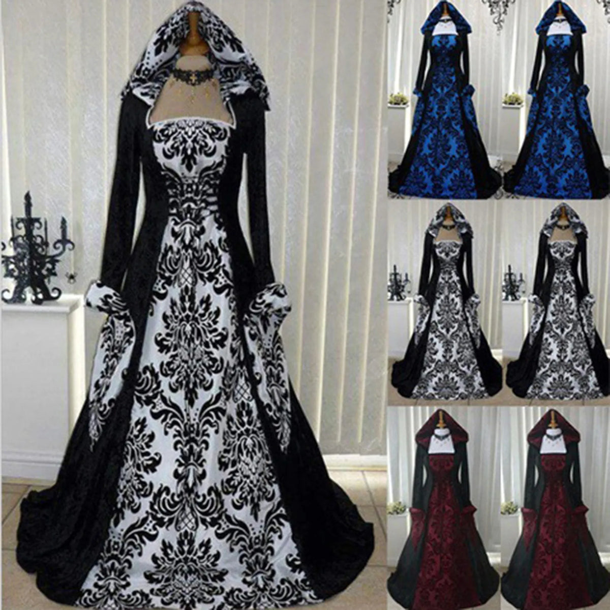 Plus Size Gothic Witch Medieval Dress Halloween Costume