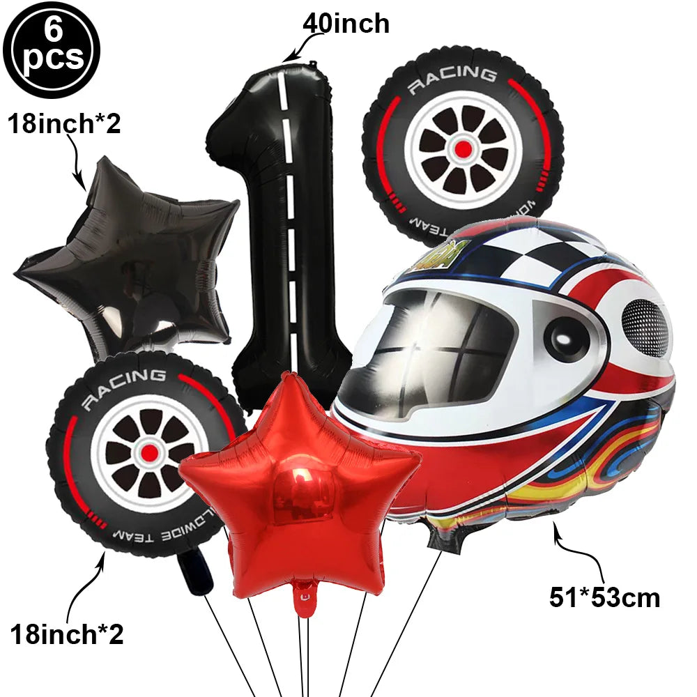 Motorcycle 2 3rd Birthday Party Decorations Motor Helmet Balloon Set Cake Toppers Banner Man Boys Motocross Sport Party Supplies