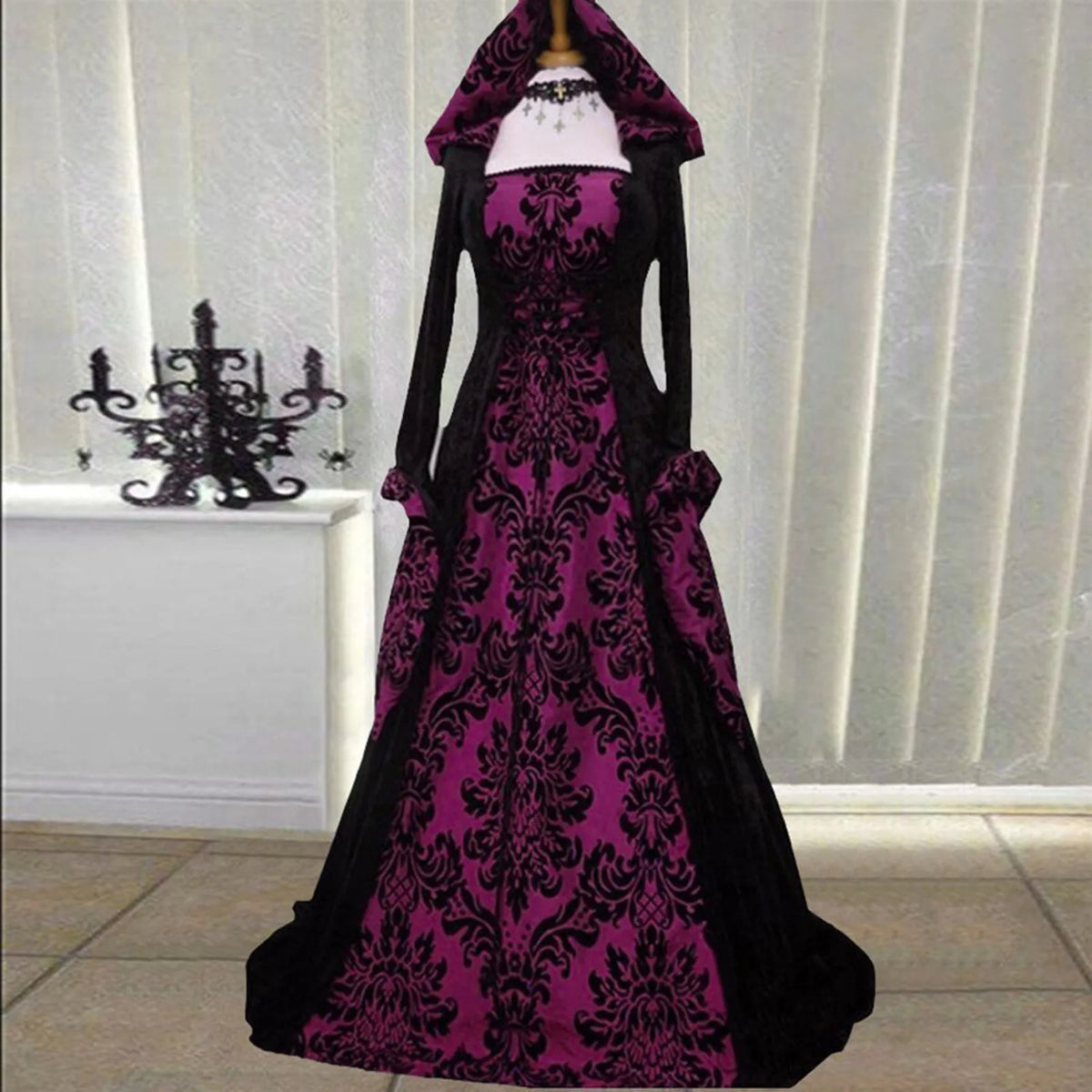 Plus Size Gothic Witch Medieval Dress Halloween Costume