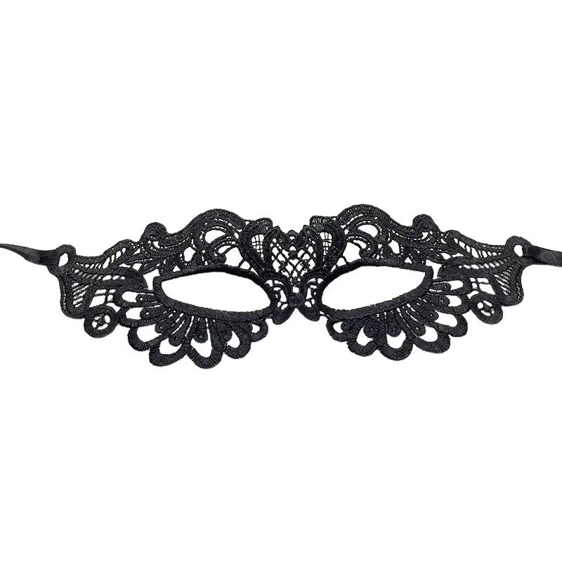 Black Lace Masquerade Eye Mask with Ribbon Ties