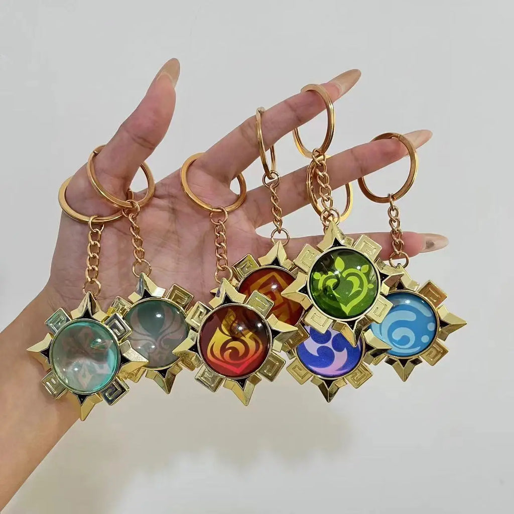 Game Impact Natlan Visions Pendant Cosplay Fontaine Eye Of God DIY Backpack Keychains Halloween Transparent Glasses Women Gifts