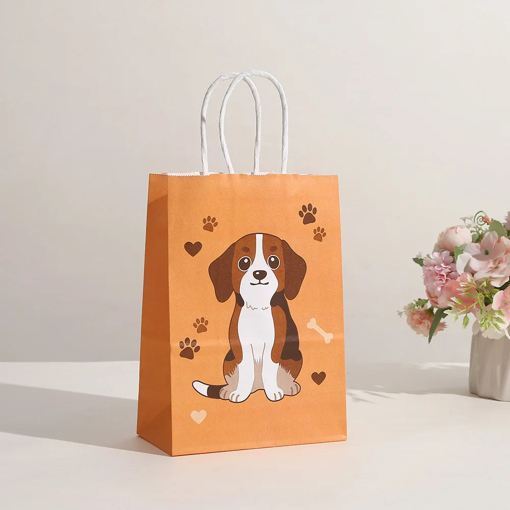 5/30/50pcs Cat Party Gift Bag Cute Kitten Candy Gift with Handle Paper Bag Baby Shower Kids Birthday Kitten Party Decor Supplies