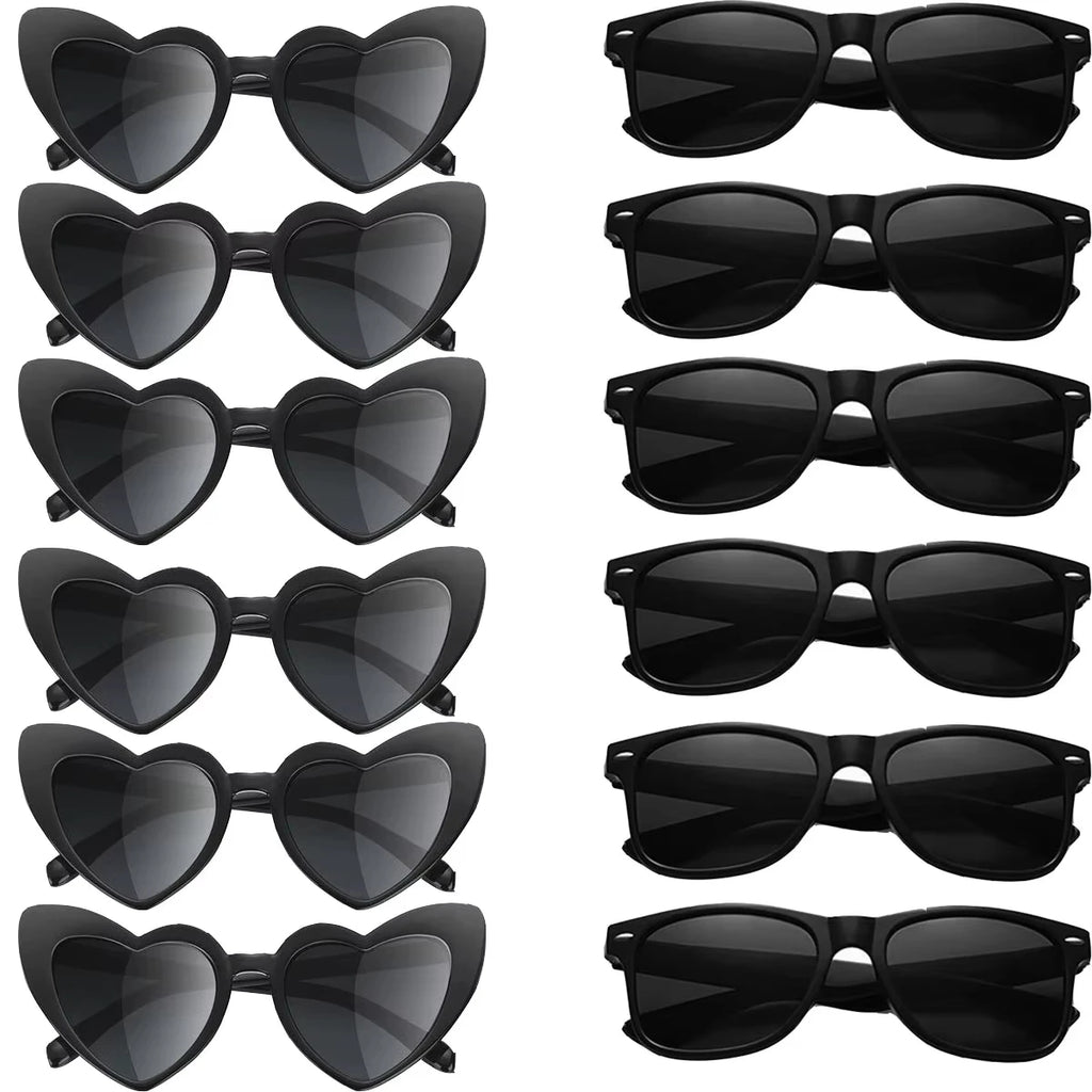 12-120Pcs Wedding Heart Sunglasses with Pen Personalised Heart Glasses Bachelorette Party Sunglasses for Wedding Party Favors