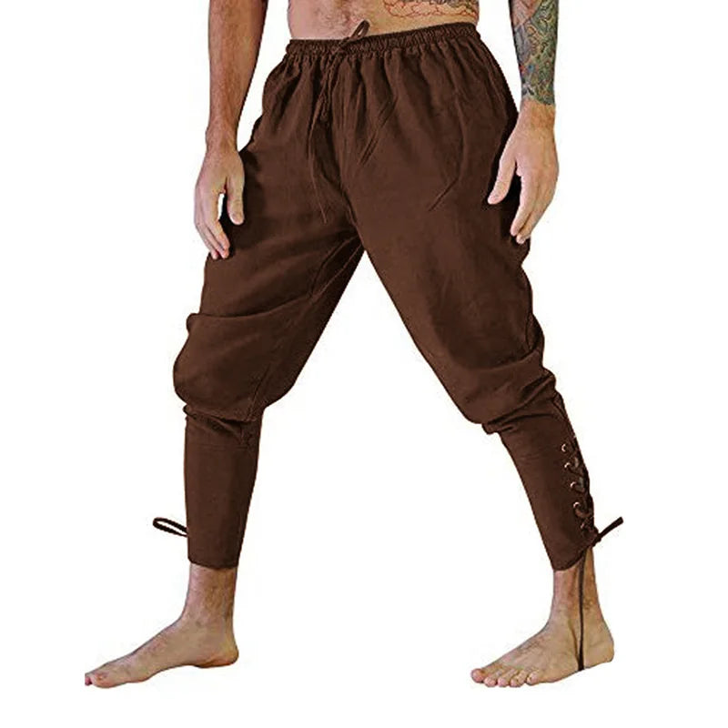 Medieval Pirate Renaissance Pants Lace-Up Costume Trousers