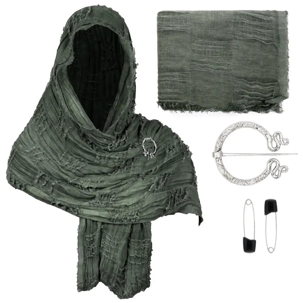 Medieval Hooded Cloak Shawl for Renaissance & Halloween Cosplay