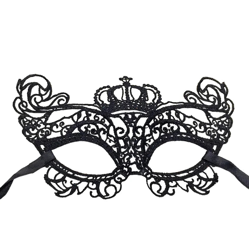 Black Lace Masquerade Eye Mask with Ribbon Ties