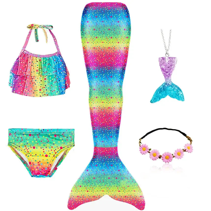 Girls Mermaid Tail Swimsuit Halloween Costume