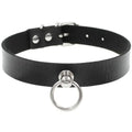 Punk PU Leather Choker with Pull Ring Chain Costume Accessory