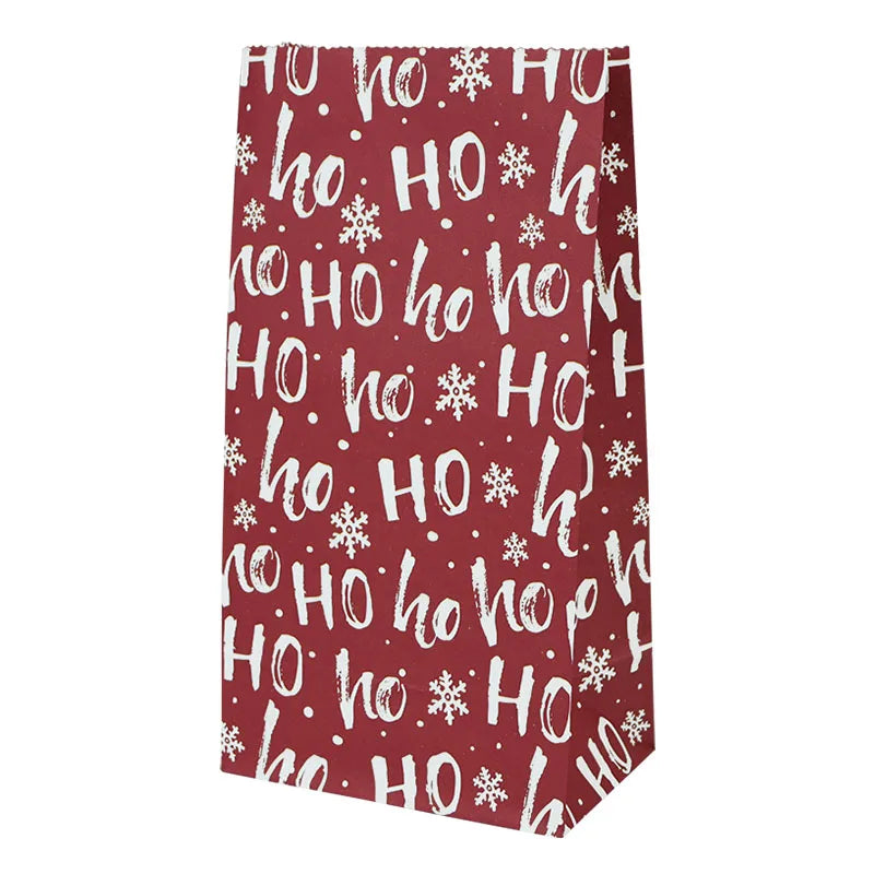 10pcs Kraft Paper Candy Cookie Bag Santa Claus Snowman Christmas Gift Packing Bags Xmas Navidad New Year Party Decor Supplies