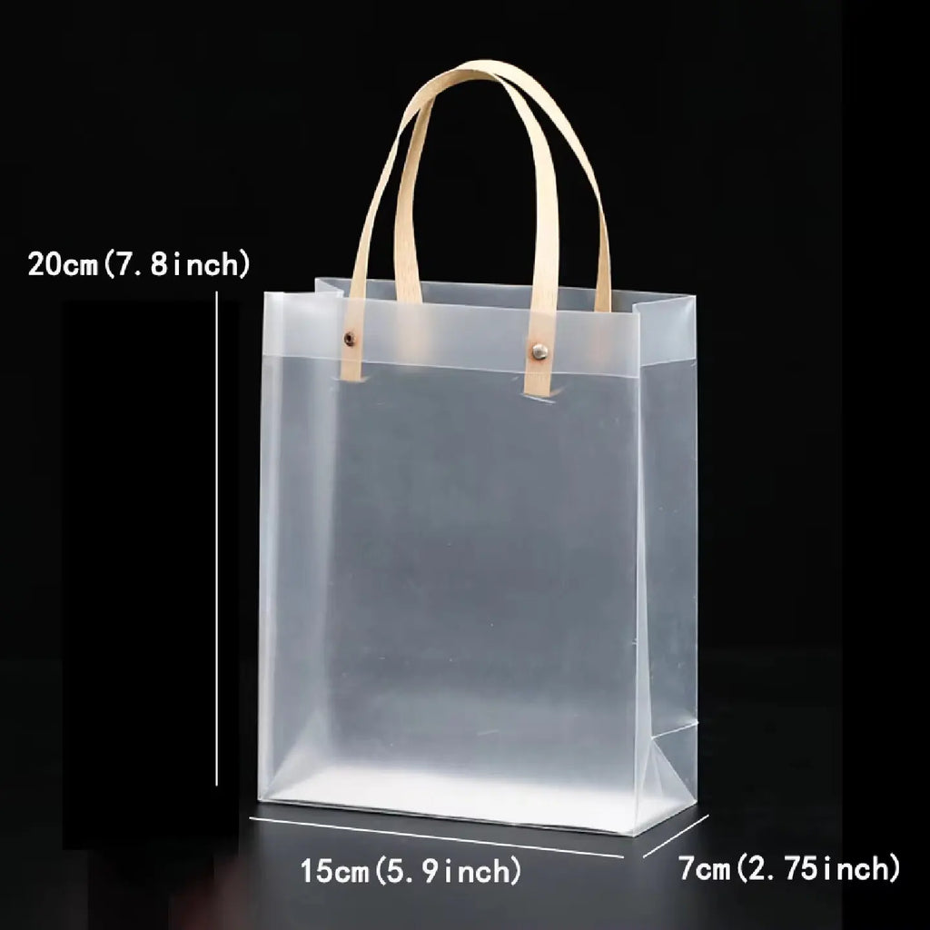 10PCS Transparent Frosted Plastic Handbag Made of High Quality Plastic with Simple and Fashionable Style Transparent Frosted