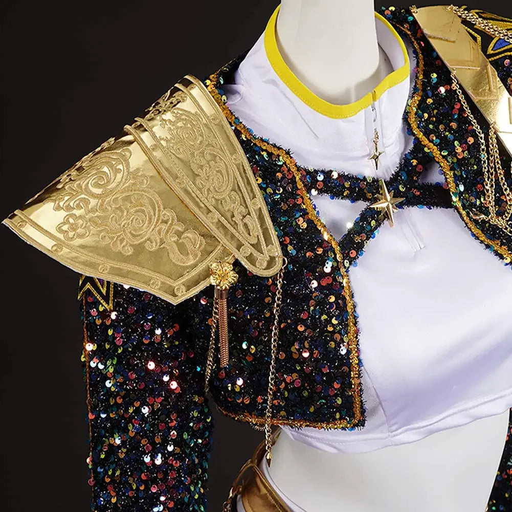 Girls Black and Gold Cosplay Costume Uniform