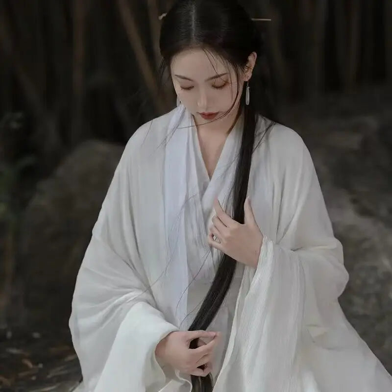 White Hanfu-Inspired Cosplay Dress for Women